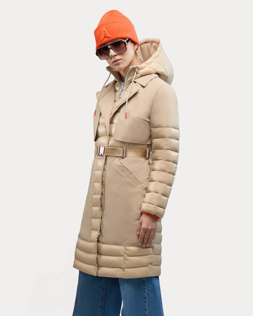 Alpenhaus Beaufort Mixed Media Insulated Trench Coat In Brown