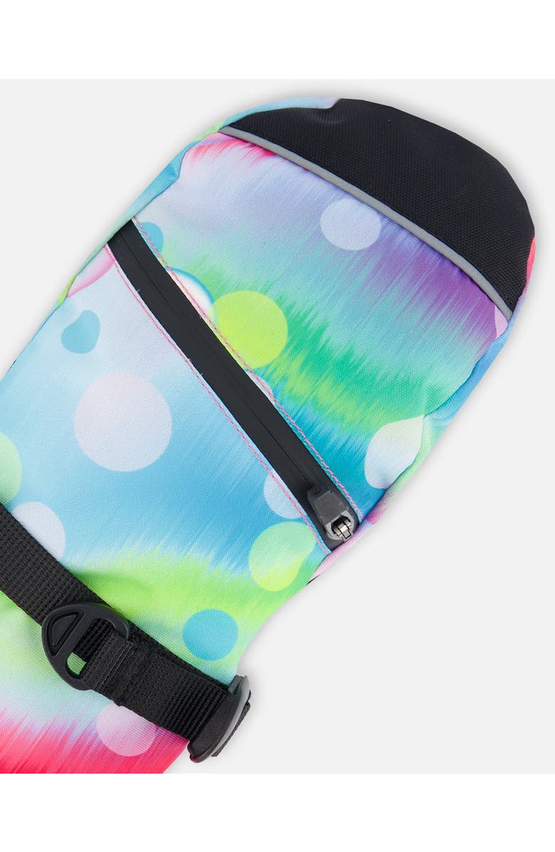 Deux par Deux Girl's Technical Mittens Printed Multicolor Bubbles, Alternate, color,