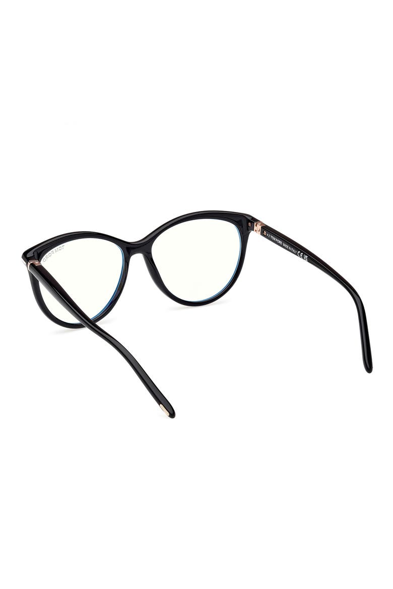 55mm Round Blue Light Blocking Glasses, Alternate, color, BLACK ECO / T LOGO