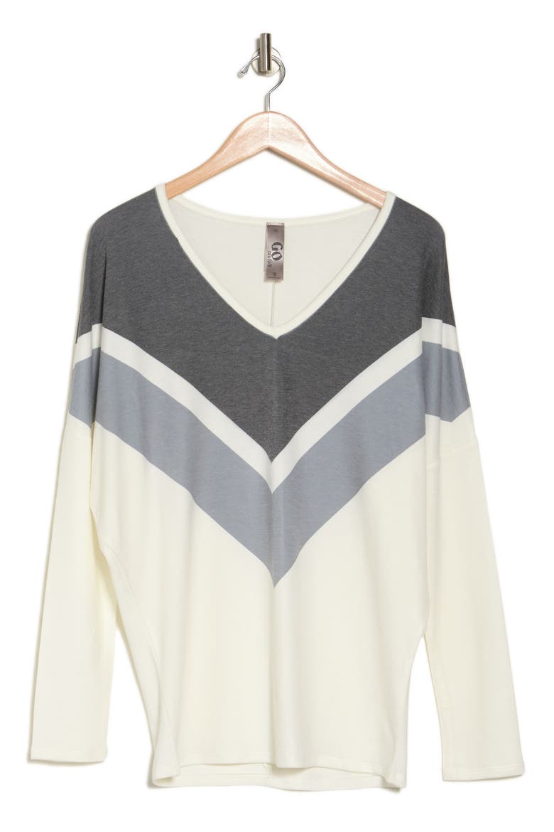 V-Neck Long Sleeve Top, Alternate, color, BLACK