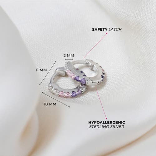 Shop In Season Jewelry Double Sided Prong Cubic Zirconia Hoop Earrings In Purple