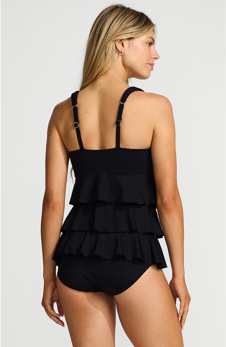 Lands' End Smoothing Control Ruffle Fauxkini One Piece Swimsuit, Alternate, color, Black