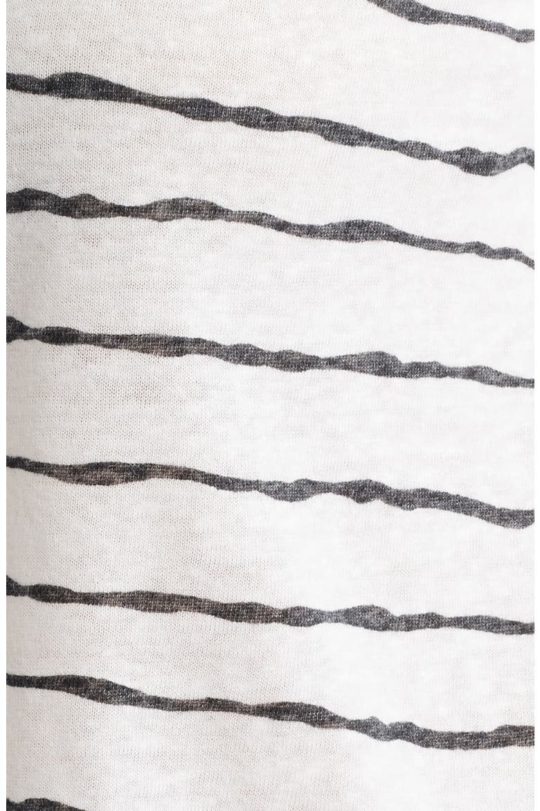 Stripe Linen Blend T-Shirt, Alternate, color, BLACK/ OFF WHITE