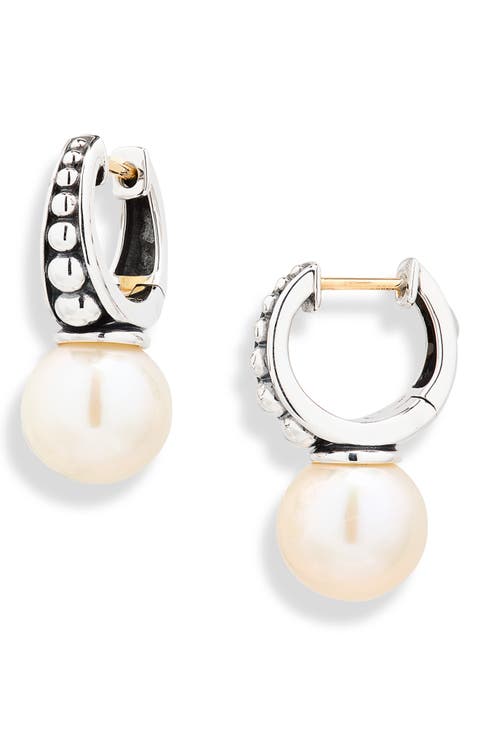 Luna Freshwater Pearl Huggie Hoop Earrings