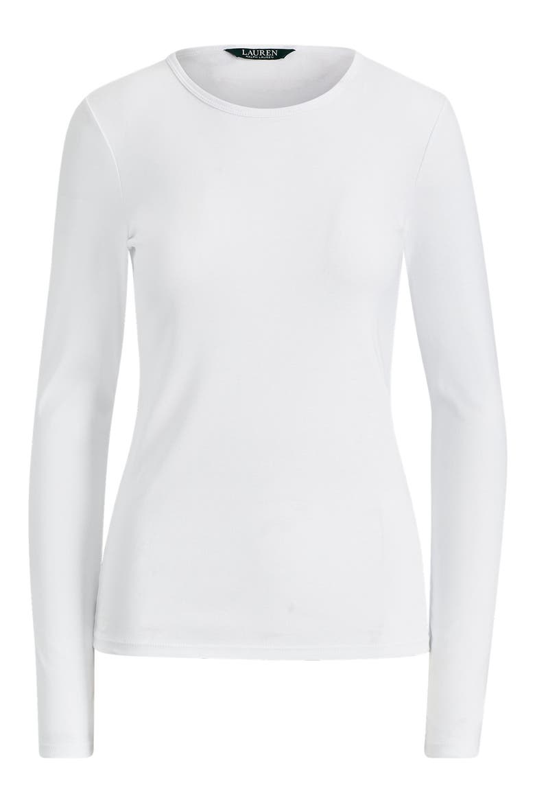 Long Sleeve Cotton Blend Top, Alternate, color, WHITE