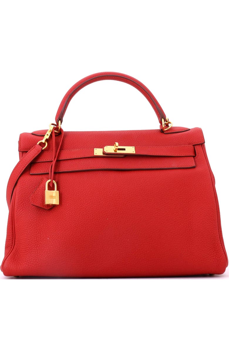 Pre-Owned Hermes Kelly Handbag Red Togo with Gold Hardware 32, Main, color, Vermillon