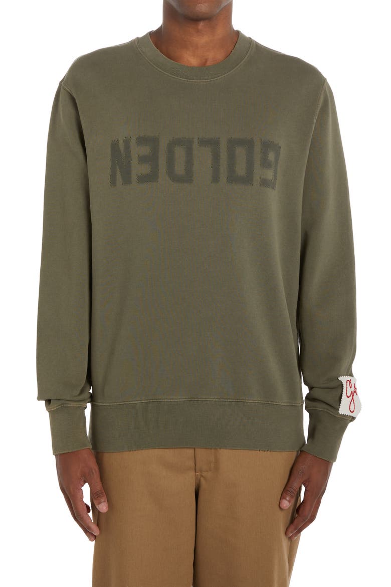 Golden Missing Logo Sweatshirt, Main, color, DUSTY OLIVE