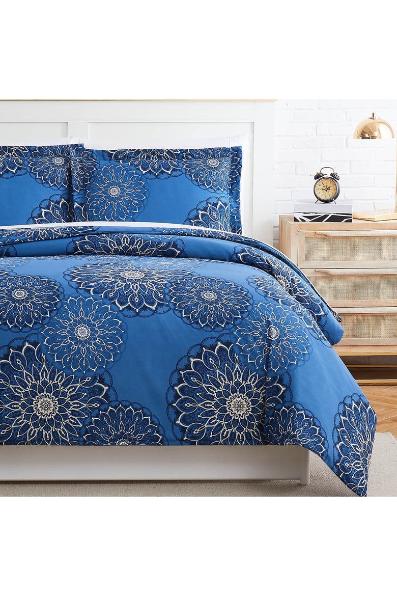 Midnight Floral Duvet Cover Set, Main, color, MIDNIGHT FLORAL BLUE