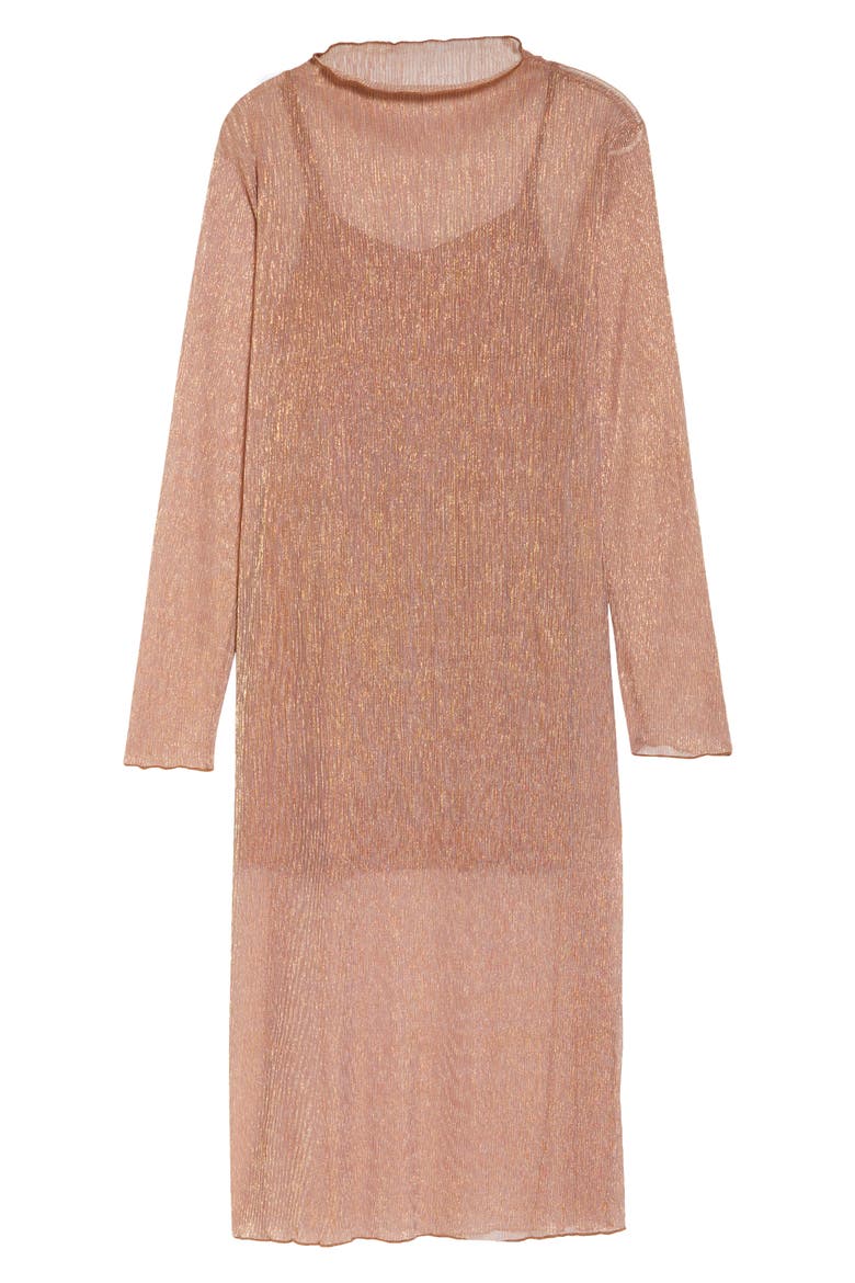 Sheer Long Sleeve Dress, Alternate, color, COPPER