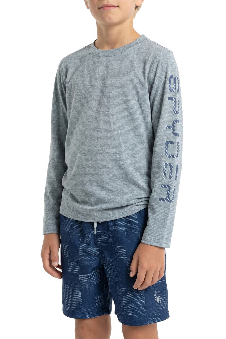 Kids' Dot Matrix Rashguard & Swim Trunks, Alternate, color, ABYSS