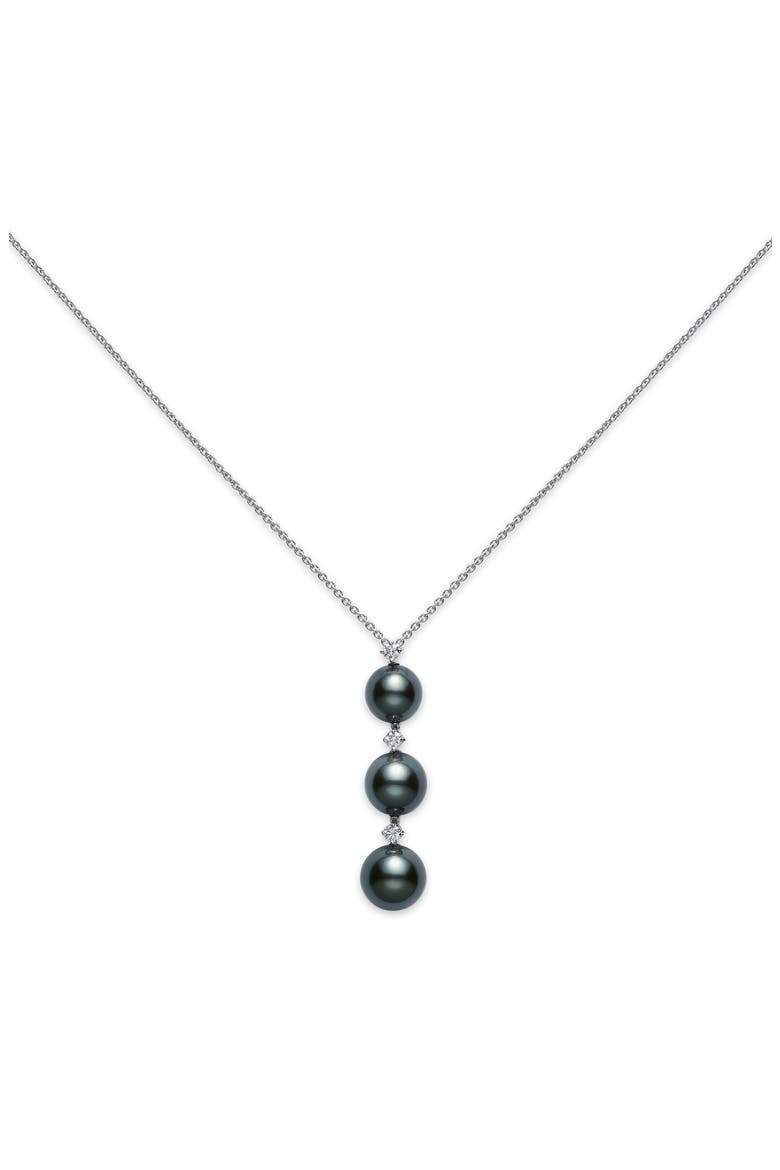 Black South Sea Pearl & Diamond Pendant Necklace, Main, color, WHITE GOLD