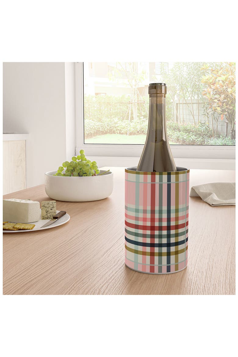 Modern Grid Print Stainless Steel Wine Chiller, Alternate, color, MULTI