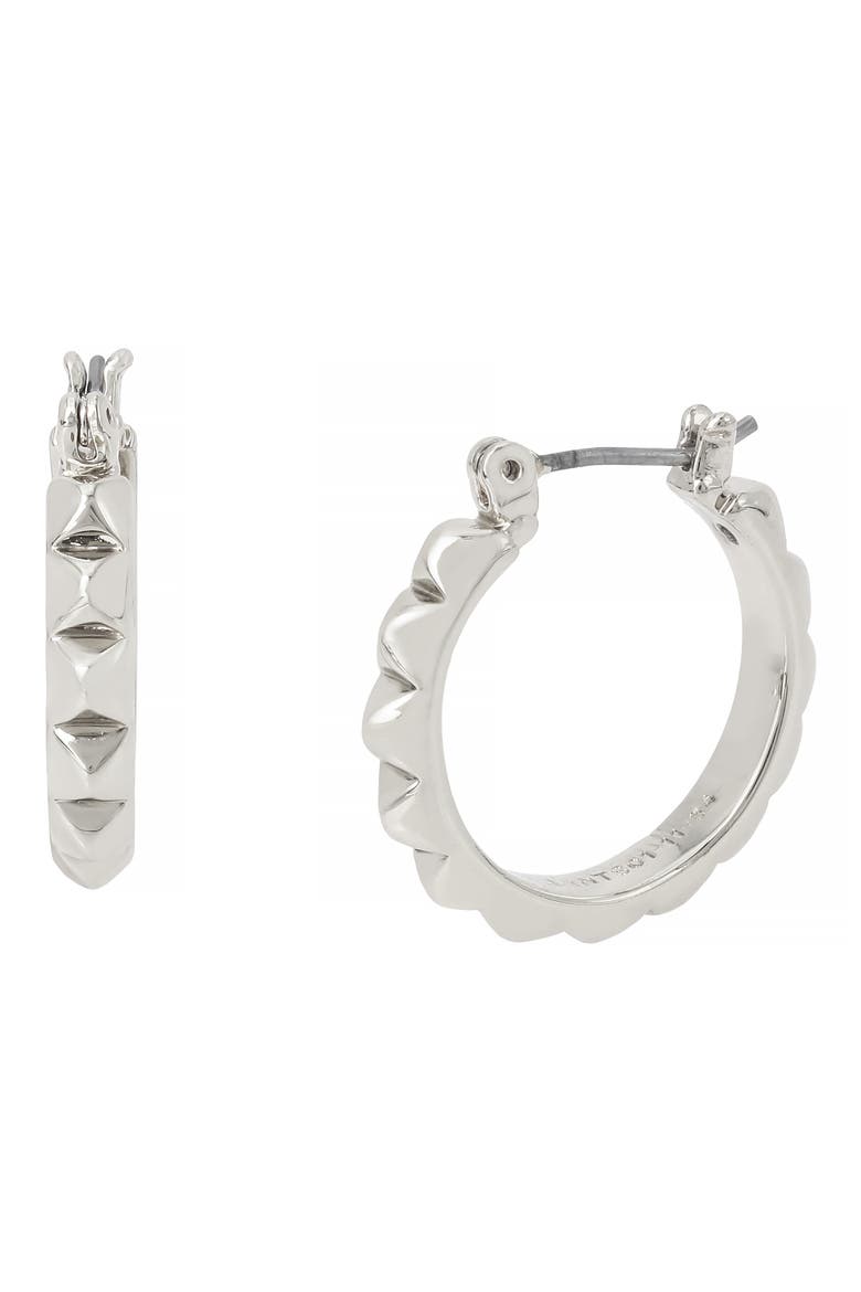 Small Studded Hoop Earrimgs, Alternate, color, RHODIUM