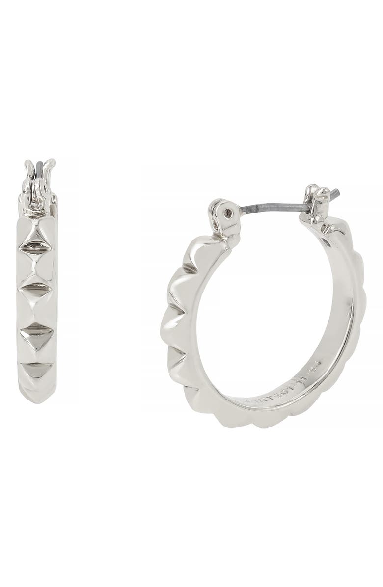 AllSaints Small Studded Hoop Earrimgs, Alternate, color, Rhodium