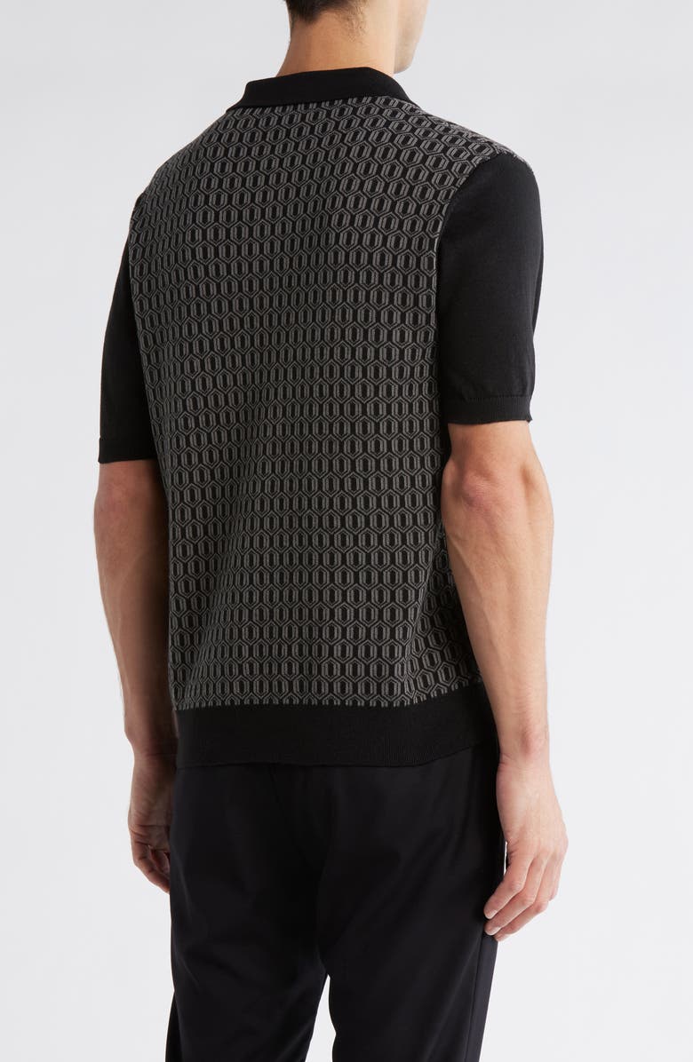 Tahari Button-Up Polo Sweater, Alternate, color, Black/ Multi