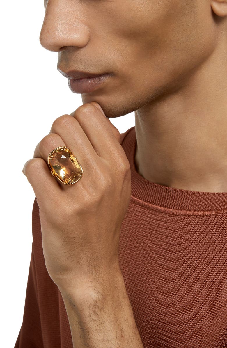 Swarovski Harmonia Crystal Cocktail Ring, Alternate, color, Gold/ Light Topaz