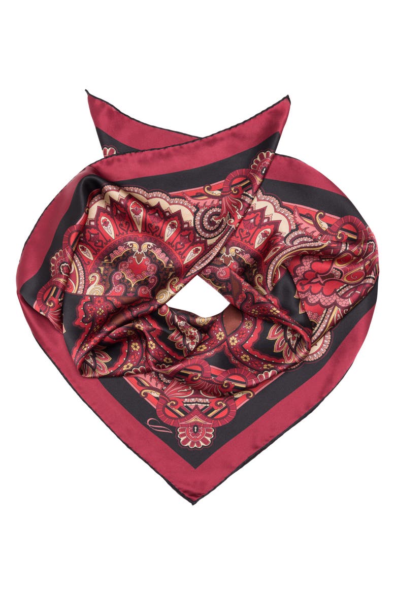 Malta - Hand Rolled Silk Foulard for Women, Main, color, Ruby Red