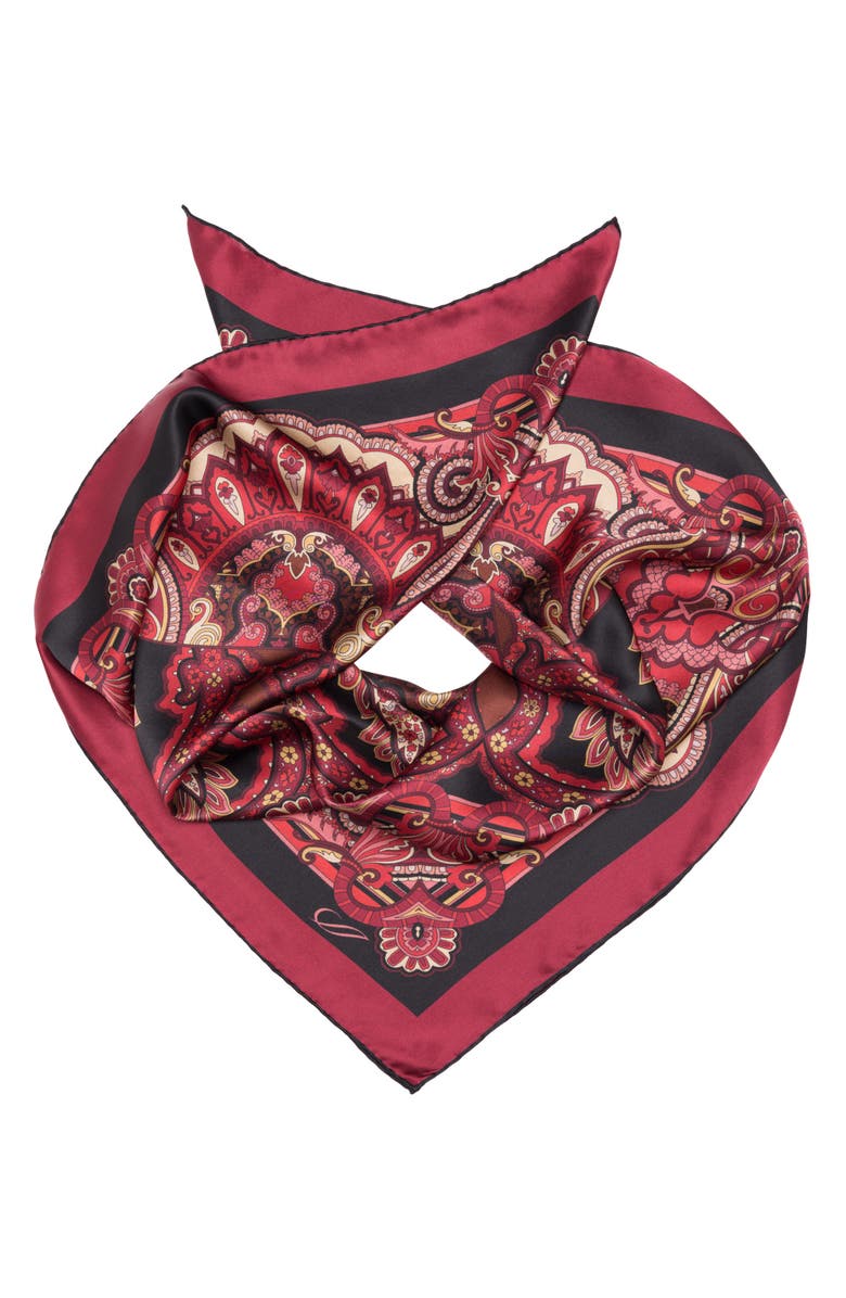 Elizabetta Malta - Hand Rolled Silk Foulard for Women, Main, color, Ruby Red