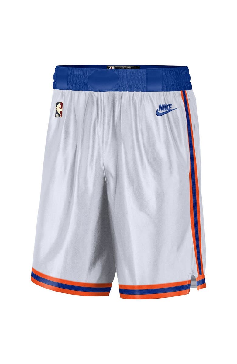 Nike Men's Nike White/Blue New York Knicks 2021/22 Classic Edition Swingman Performance Shorts, Alternate, color, 