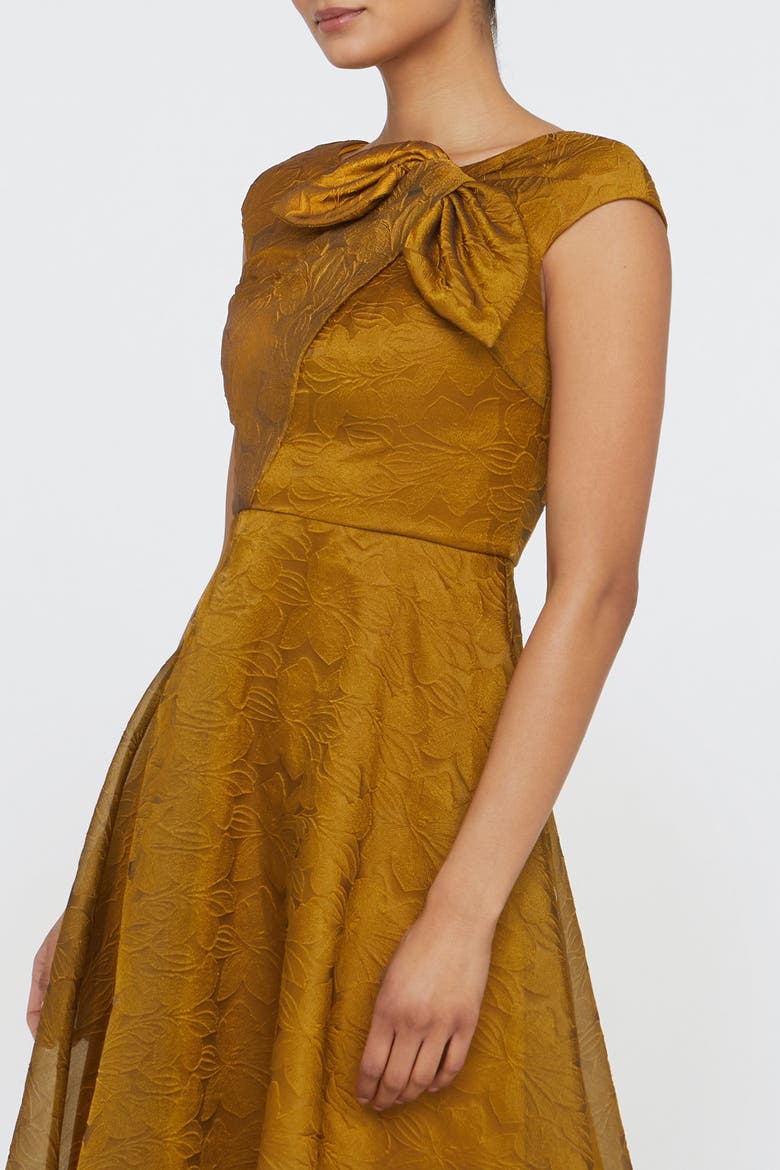 Helen Tie Neck Cocktail Dress, Alternate, color, Gold Nectar