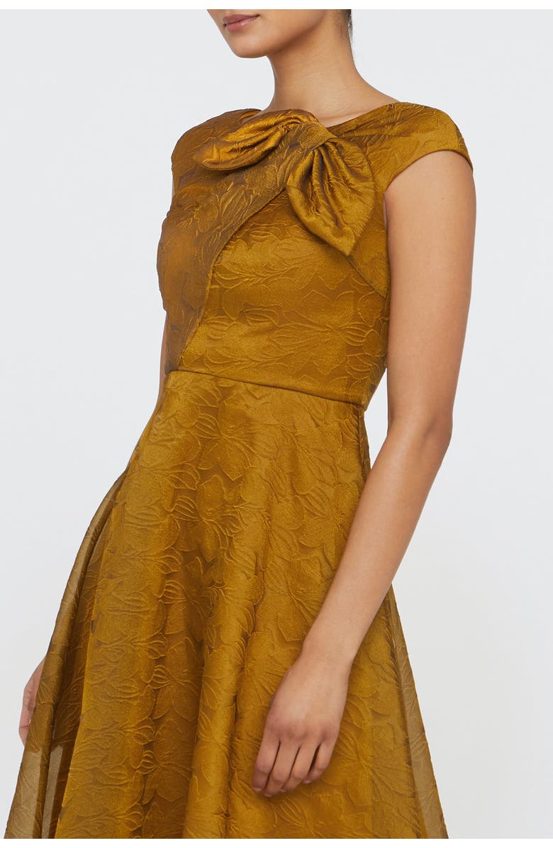 Theia Helen Tie Neck Cocktail Dress, Alternate, color, Gold Nectar