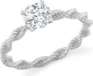 Crislu Brilliant Cut Cubic Zirconia Twisted Band Solitaire Ring