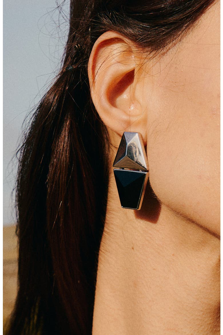 Echo Earrings, Alternate, color, Black & Silver