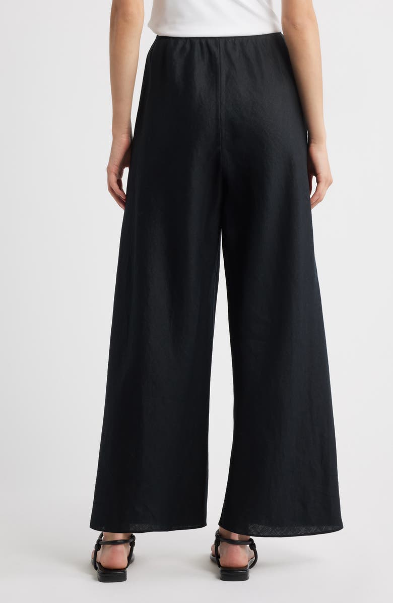 DÔEN Lavon Linen Wide Leg Pants, Alternate, color, Black