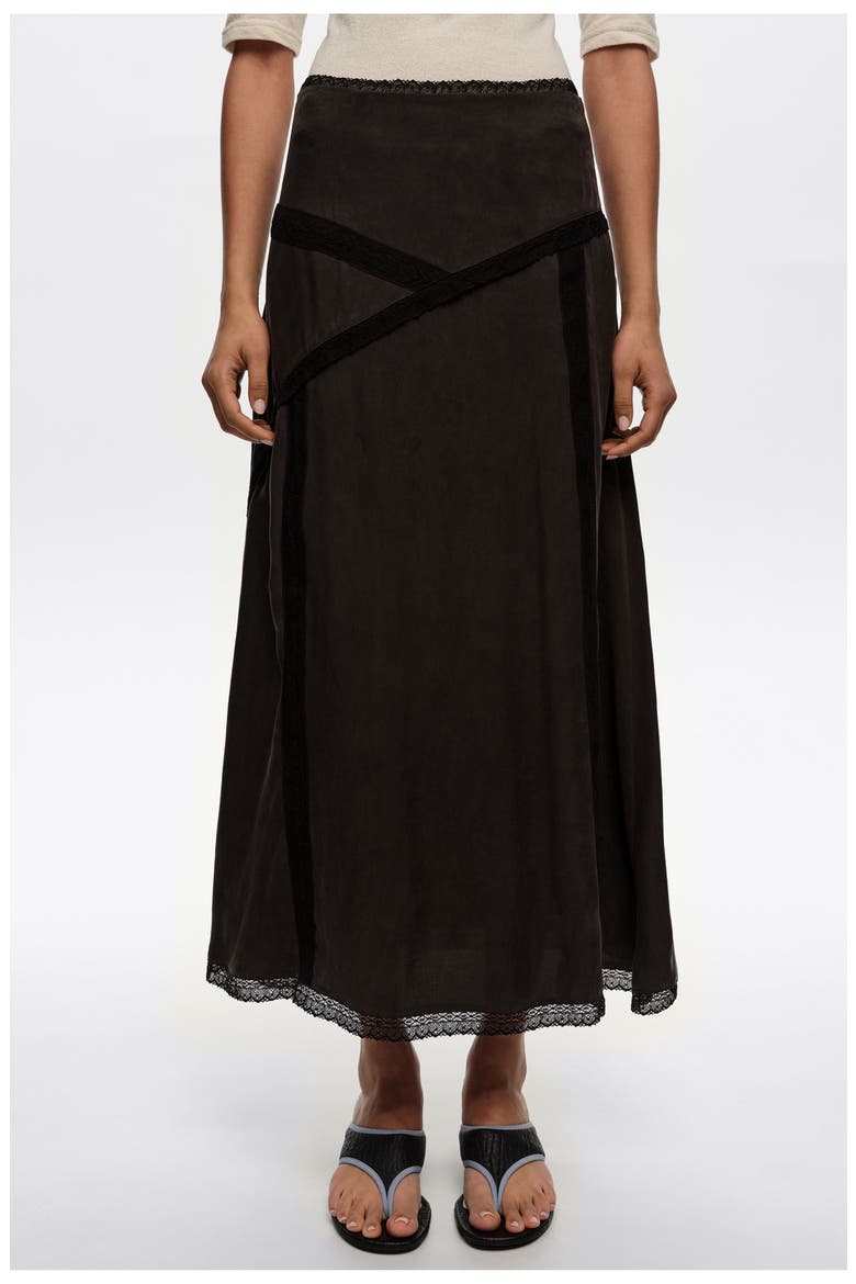 Lace Midi Skirt, Alternate, color, WASHED BLACK
