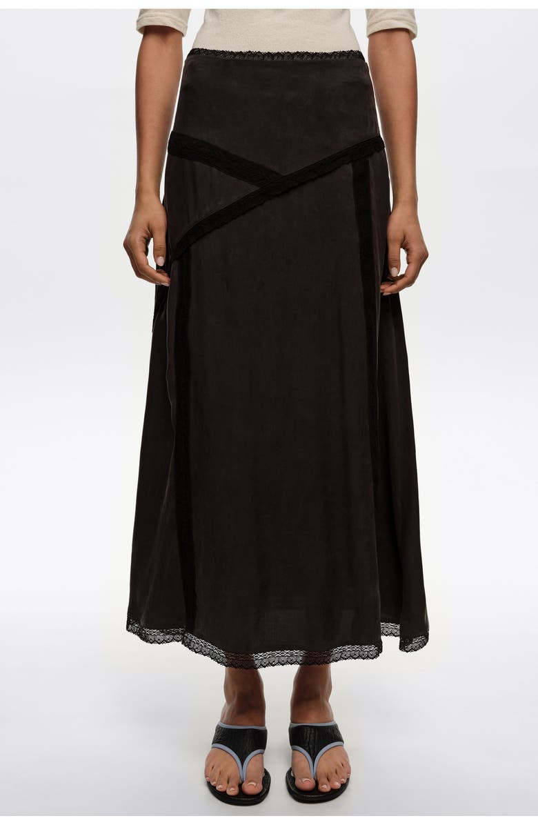 Bimba y Lola Lace Midi Skirt, Alternate, color, Washed Black