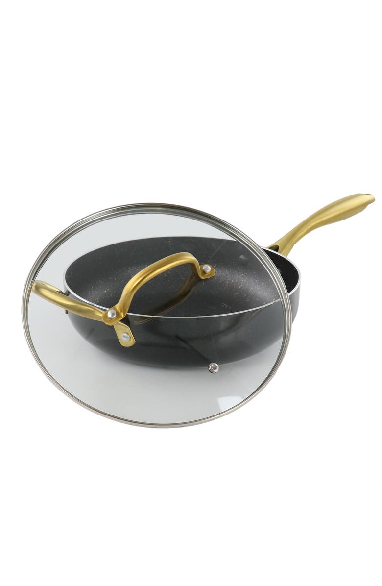 Gibson Home Ellsworth 3.5 Quart Aluminum Nonstick Saute Pan With Lid, Alternate, color, Black
