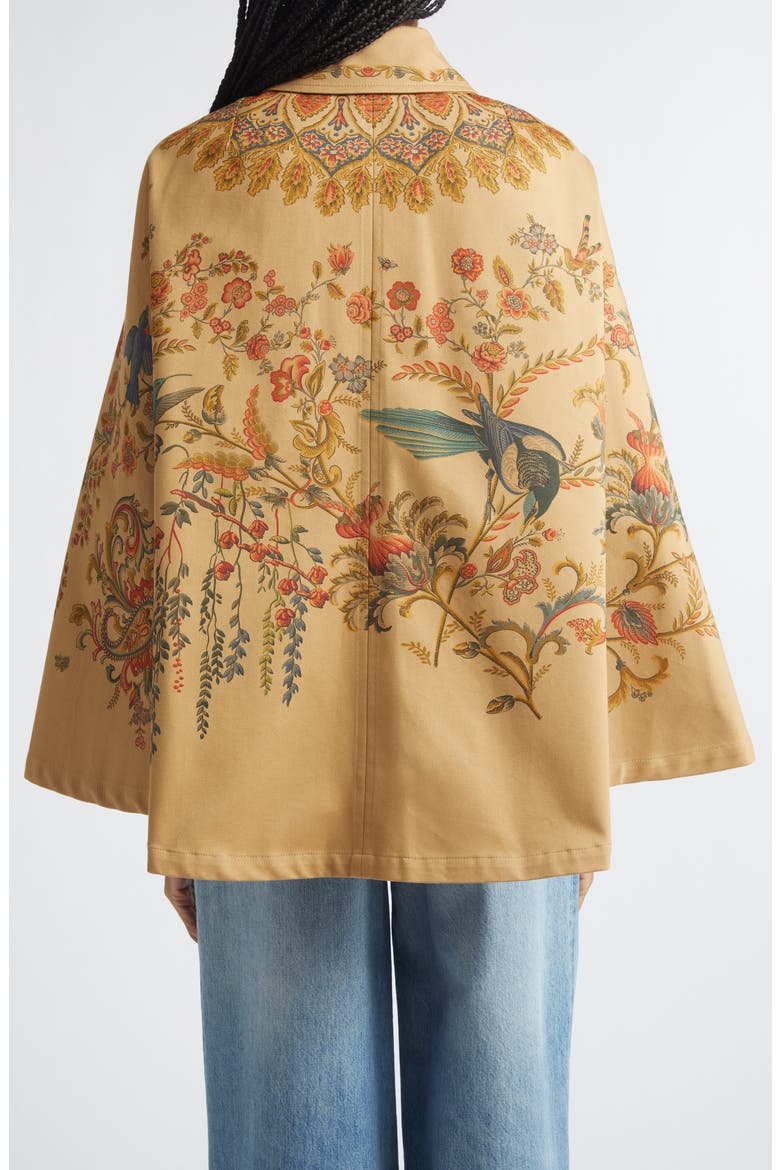 Print Cotton Belted Cape Jacket, Alternate, color, BEIGE