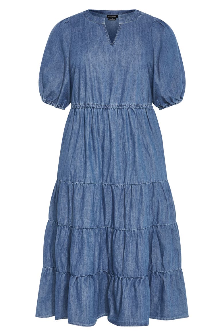 August Tiered Midi Dress, Alternate, color, LIGHT WASH