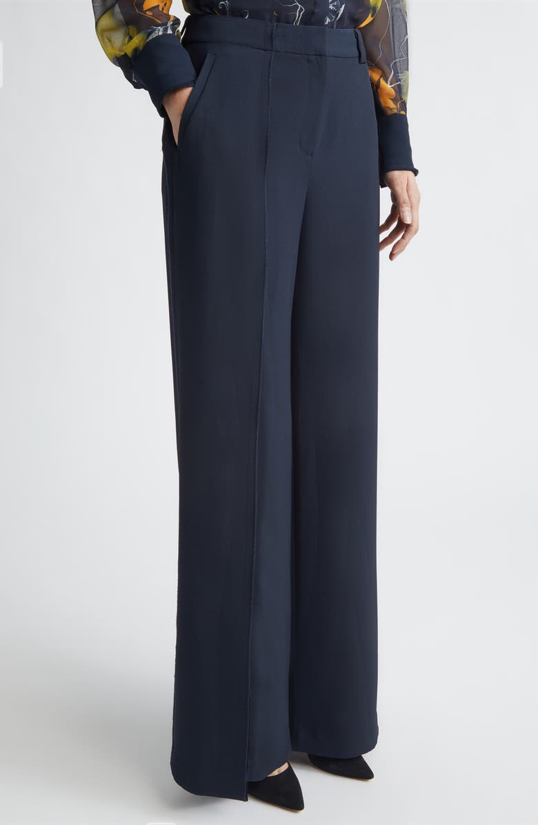 Jason Wu Collection Pintuck Straight Leg Cady Trousers, Alternate, color, Ultra Navy