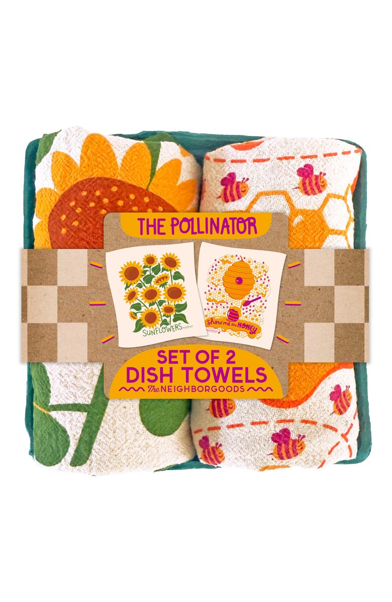 The Neighborgoods The Pollinator - Dish Towel Set of 2, Main, color, Orange