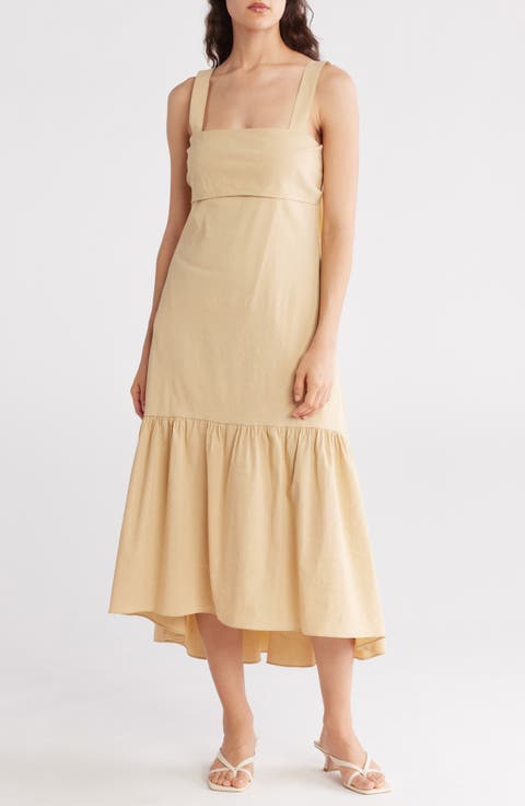 Linen Blend Midi Dress