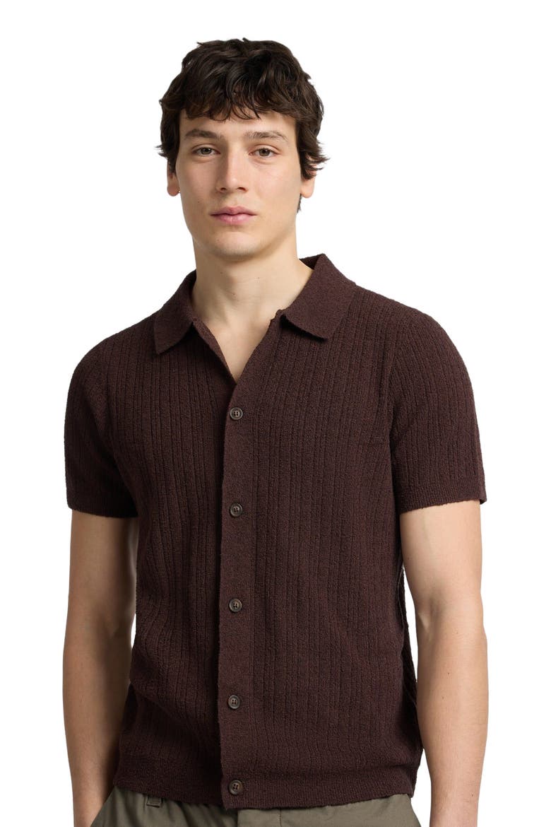 Boucle Rib Button Up Shirt, Alternate, color, Espresso