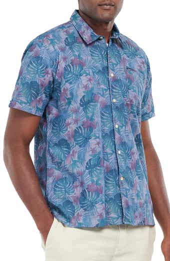 Barbour Men's Dunford Leaf Print Short Sleeve Chambray Button-Up Shirt