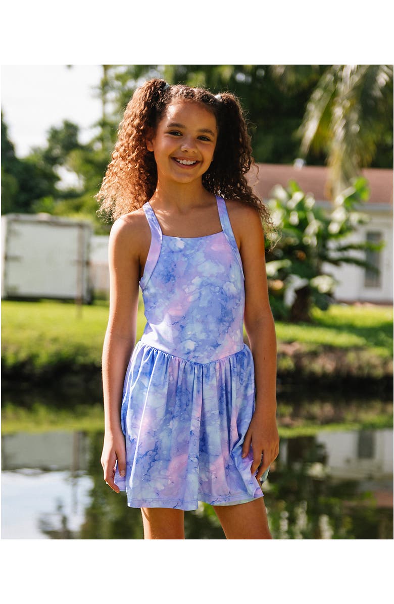 Lands' End Girls Athletic Active Tank Top Dress, Main, color, Lilac Multi Tie Dye
