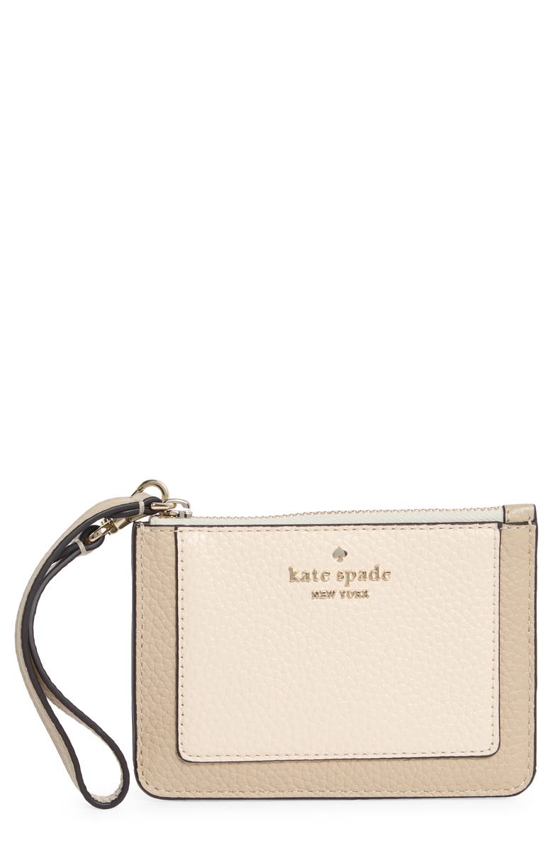 Kate Spade New York lena leather wristlet, Main, color, Light Sand Multi