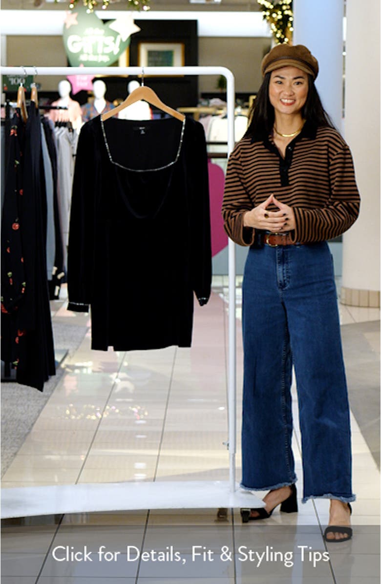 Diamante Long Sleeve Velvet Minidress, sales video thumbnail