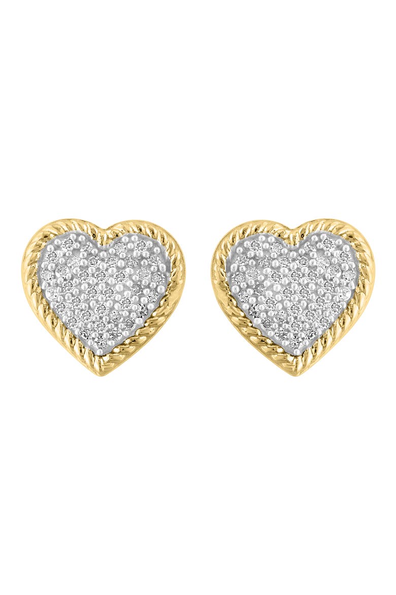 14k Gold Plated Diamond Heart Stud Earrings, Alternate, color, GOLD