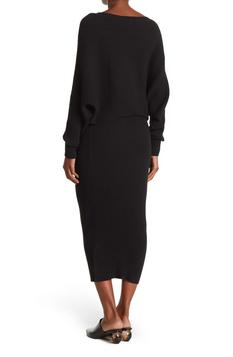 STITCHDROP Ribbed All in One Midi Dress, Alternate, color, 