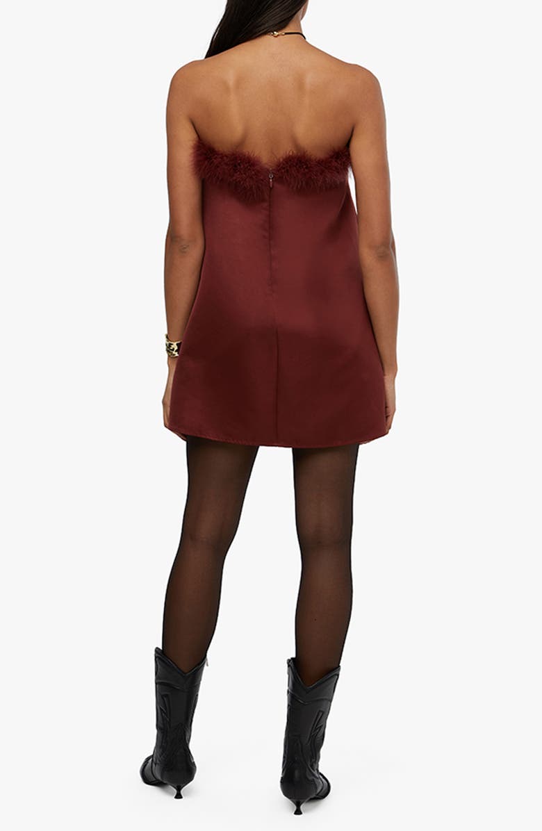 WeWoreWhat Faux Fur Strapless Satin Dress, Alternate, color,