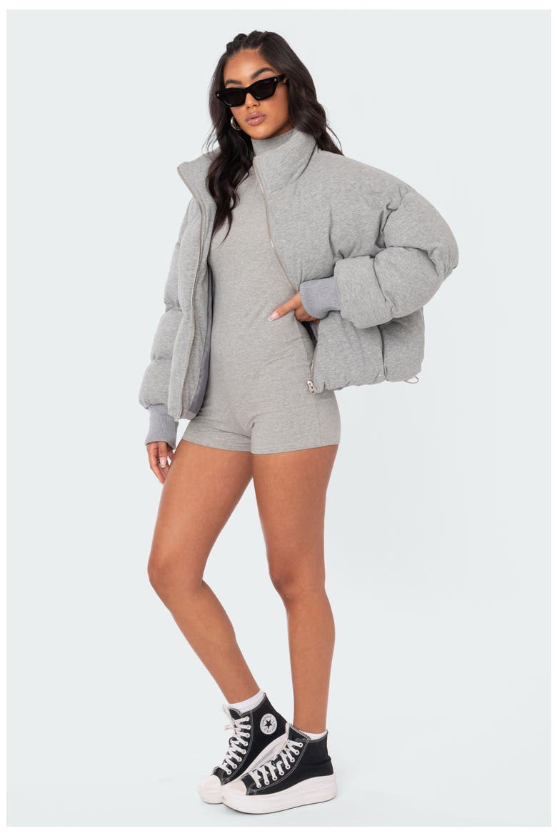 Liliana Long Sleeve Romper, Alternate, color, GREY MELANGE