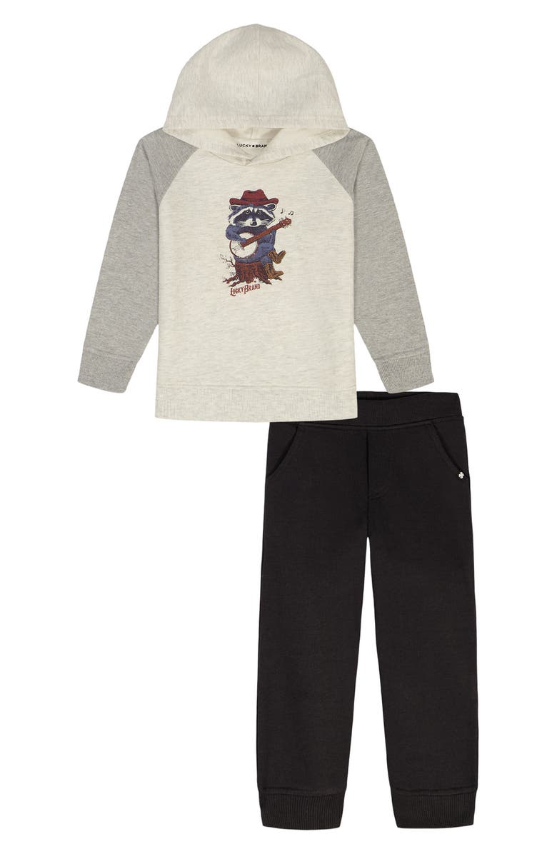 Lucky Brand Kids' Logo Hooded T-Shirt & Joggers Set, Main, color, Grey