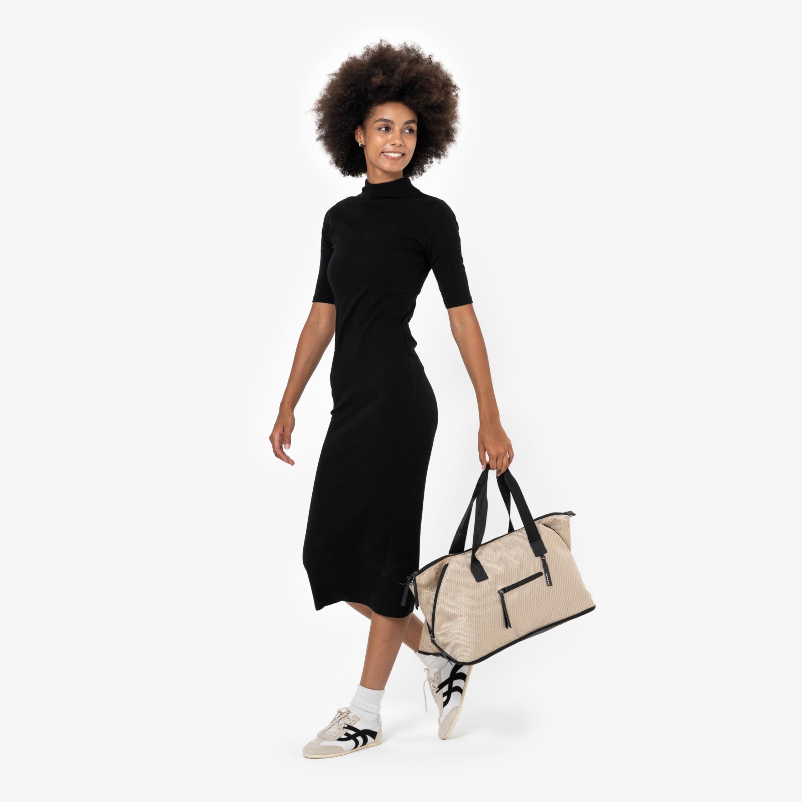 Sherpani Boston Anti Theft Travel Tote Bag with Removable Shoe Compartment, Alternate, color, Straw