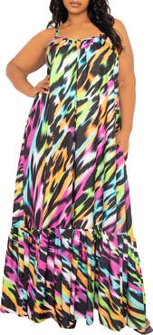 BUXOM COUTURE Animal Print Maxi Dress