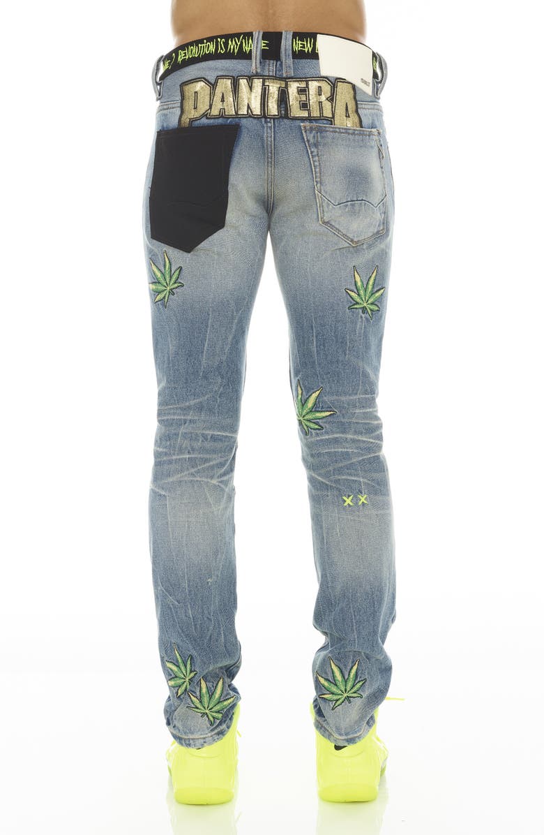 Cult of Individuality Rocker Belted Slim Straight Leg Jeans, Alternate, color, Pantera