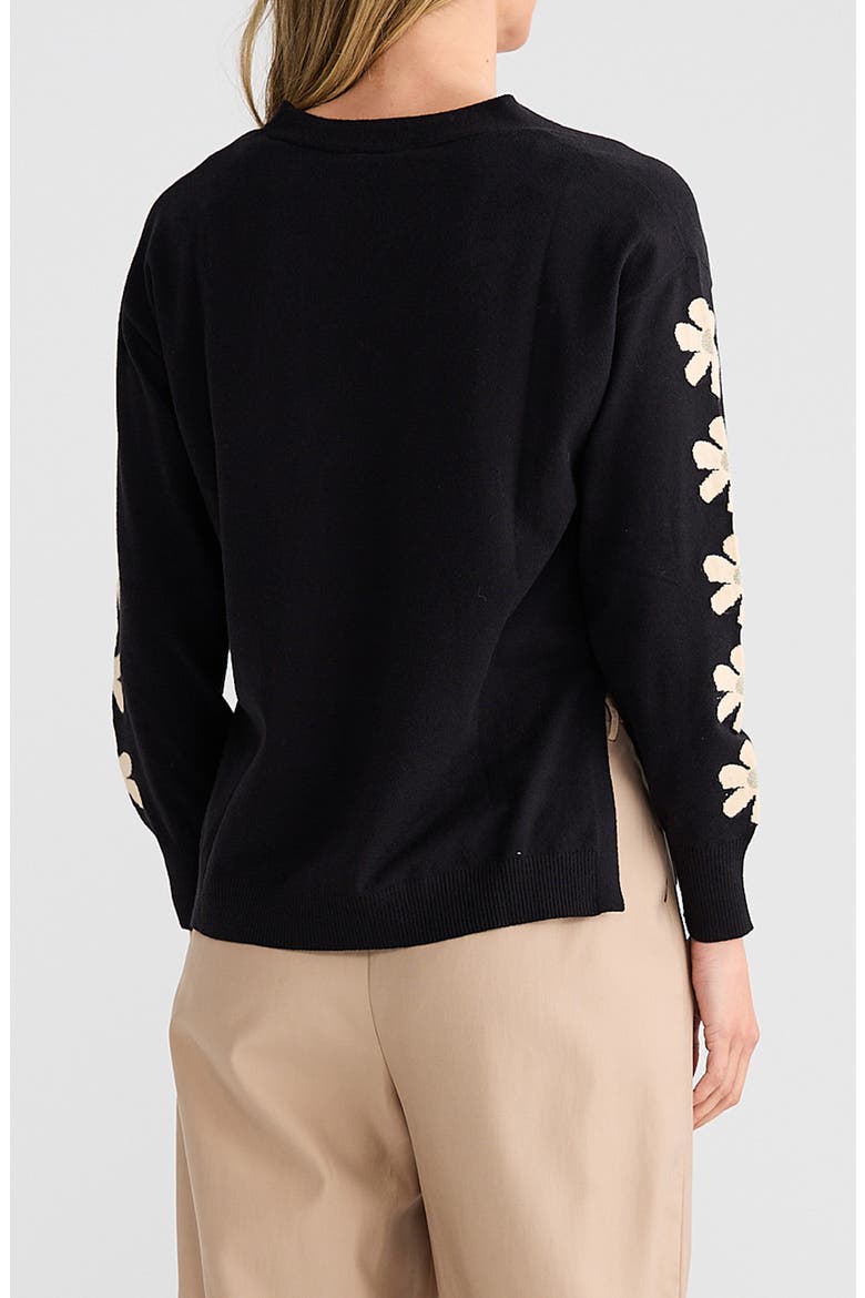 Britney Flower Sleeve Sweater, Alternate, color, BLACK FLOWER